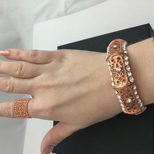 Pink/Rose Gold Ring & Bracelet Set